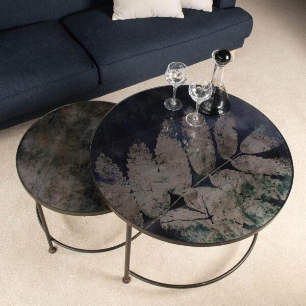 Albion Blue Leaf Nesting Coffee Tables