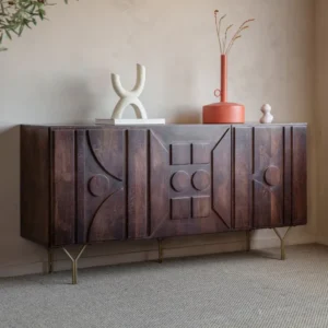 Alto Sideboard, Dark Brown, 3 Doors, Mango Wood