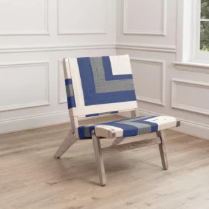 Ballari Blue & Cream Woven Accent Chair