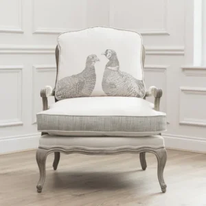 Kissing Pheasants Florence Chair in Stone